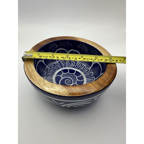 Hand made 6" Wooden Painted Trinket Bowl Riviera Nayarit Mexico Signed - Picture 6 of 7